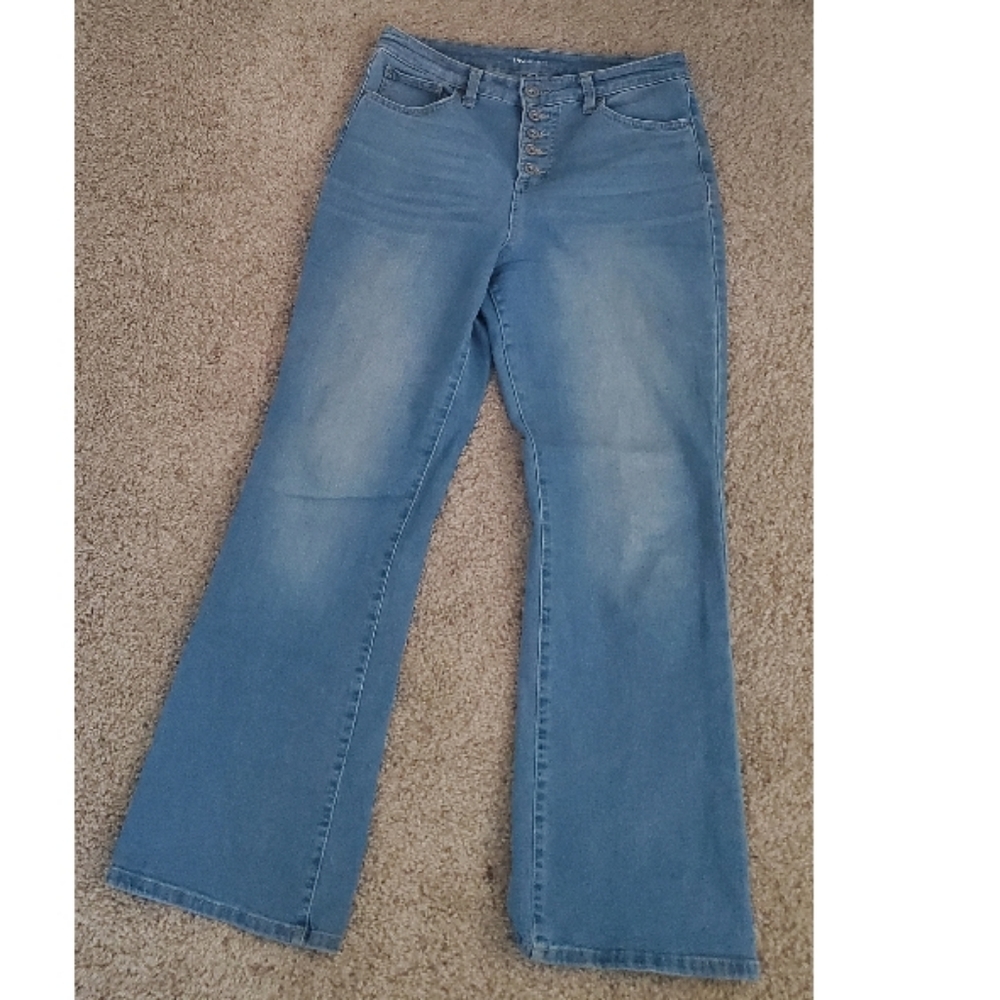 INC denim flared high rise jeans size 10P